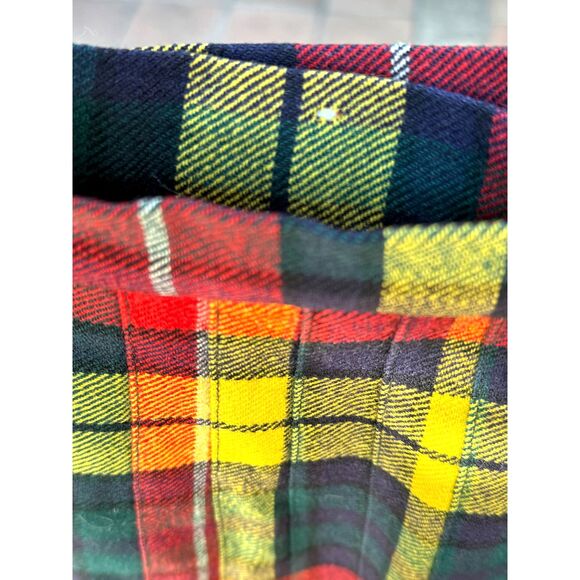 VTG Yellow Red Tartan Plaid Pleat Kilt Wrap Skirt Size XS/S Buckle Thru Closure - Picture 4 of 8